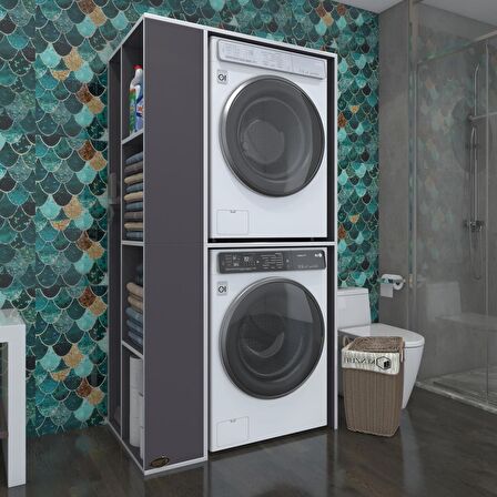 Kenzlife çamaşır-kurutma makinesi dolabı demyan gri 180*090*60 banyo kapaksız arkalıksız