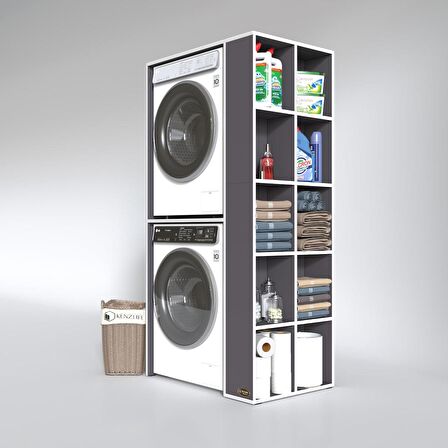 Kenzlife çamaşır-kurutma makinesi dolabı bolodenka gri 180*090*60 banyo kapaksız arkalıksız