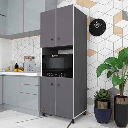 Kenzlife fırın dolabı cahide gri 180*65*50 mutfak XLARGE ayaklı banyo kiler ofis