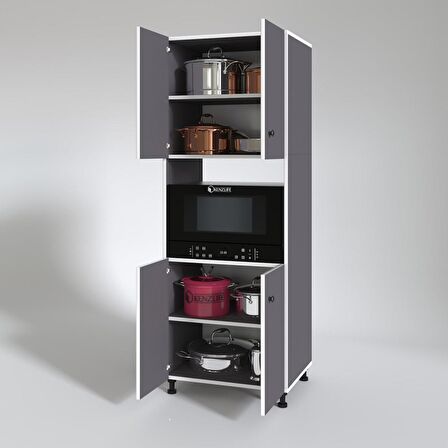 Kenzlife fırın dolabı cahide gri 180*65*50 mutfak XLARGE ayaklı banyo kiler ofis