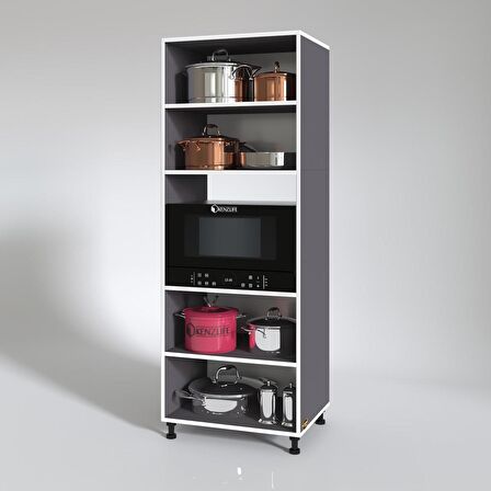 Kenzlife fırın dolabı müzeyyen gri 180*65*50 mutfak XLARGE ayaklı banyo kiler ofis