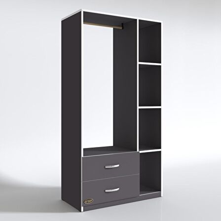 Kenzlife giysi dolabı hülagü 175*90*40 gri gardırop 2 çekmeceli