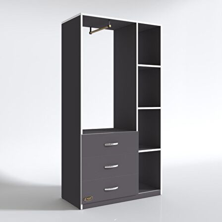 Kenzlife giysi dolabı ökkeş 175*90*40 gri gardırop 3 çekmeceli