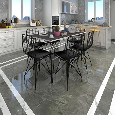 Knsz masa sandalye takımı hem75mazlum grisyh 130*090 6 sandalye syhsyh
