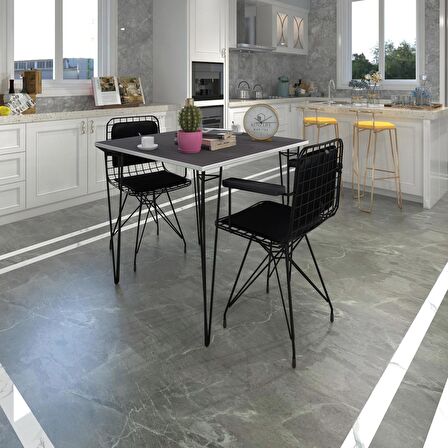 Knsz masa sandalye takımı hem75mazlum grisyh 070*070 klçsm 2 sandalye syhsyh kolçaklı sırt minderli