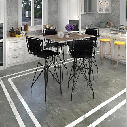 Knsz masa sandalye takımı hem105zengin crdsyh 130*070 4 sandalye syhsyh kolçaklı sırt minderli