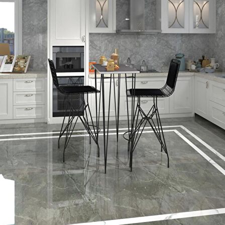 Knsz masa sandalye takımı hem105zengin grisyh 100*040 2 sandalye syhsyh sırt minderli