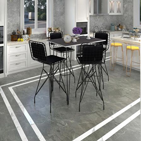 Knsz masa sandalye takımı hem105zengin grisyh 100*070 4 sandalye syhsyh sırt minderli