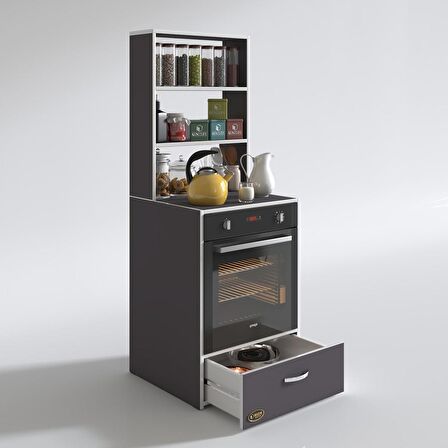 Kenzlife ankastre fırın dolabı aybirgen gri 165*60*56 mutfak çekmeceli