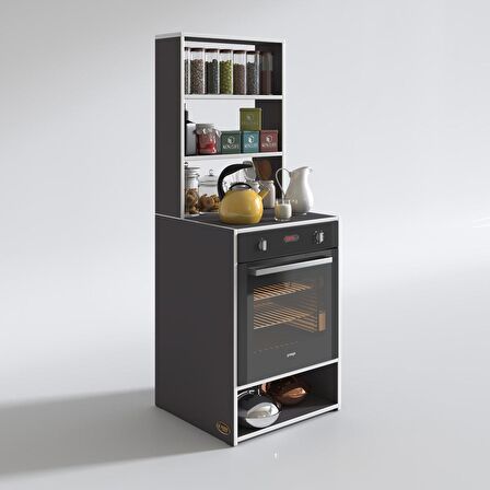 Kenzlife ankastre fırın dolabı canfeza gri 165*60*56 mutfak raflı