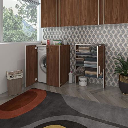 Kenzlife çamaşır makinesi dolabı kasparov cvz 180*066*55-20 banyo kapaklı arkalıksız