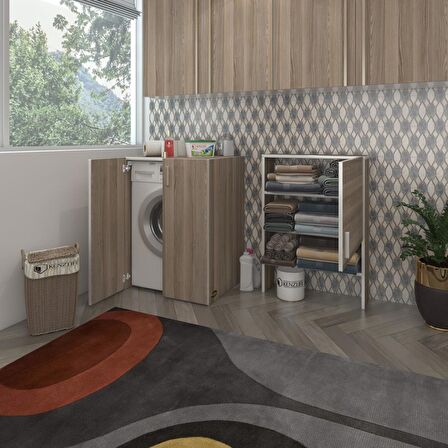 Kenzlife çamaşır makinesi dolabı kasparov crd 180*066*55-20 banyo kapaklı arkalıksız