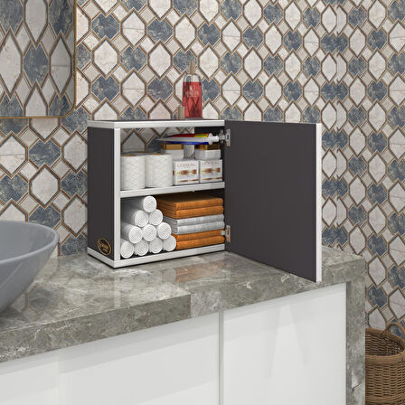 Kenzlife banyo ecza dolabı susanin gri 39*39*20 mutfak komodin (m) kapaklı arkalıksız