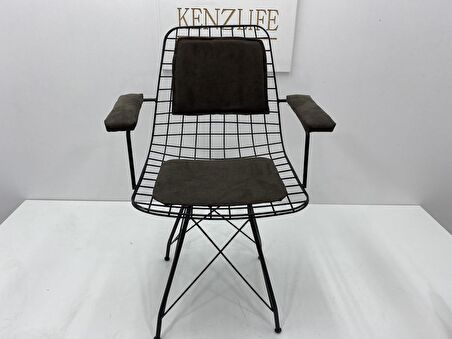 Knsz kafes tel sandalyesi 1 li mazlum syhkahve penye kumaş kolçaklı sırt minderli ofis cafe bahçe mutfak
