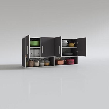 Kenzlife hazır mutfak vesper gri 060*120*22 mutfak banyo dolabı kapaklı raflı