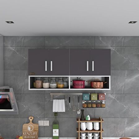 Kenzlife hazır mutfak vesper gri 060*120*22 mutfak banyo dolabı kapaklı raflı