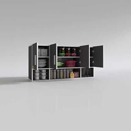 Kenzlife hazır mutfak severus gri 060*120*22 mutfak banyo dolabı kapaklı raflı