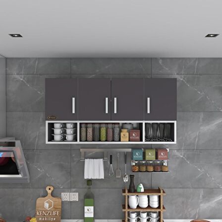 Kenzlife hazır mutfak severus gri 060*120*22 mutfak banyo dolabı kapaklı raflı