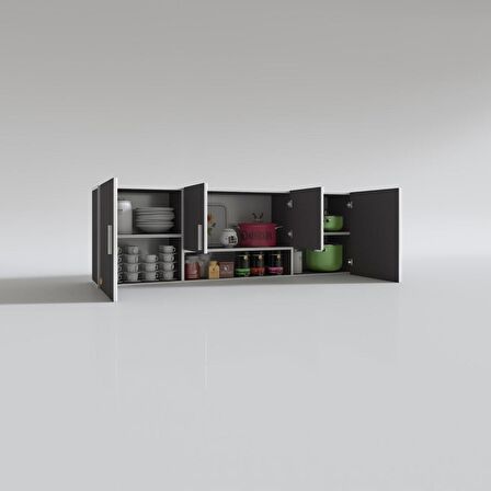 Kenzlife hazır mutfak packey gri 060*180*22 mutfak banyo dolabı kapaklı raflı