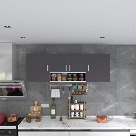 Kenzlife hazır mutfak packey gri 060*180*22 mutfak banyo dolabı kapaklı raflı