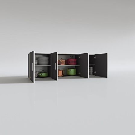 Kenzlife hazır mutfak silvanus gri 060*180*22 mutfak banyo dolabı kapaklı raflı