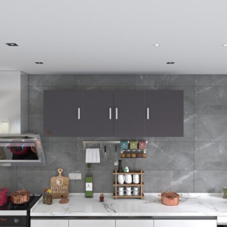 Kenzlife hazır mutfak silvanus gri 060*180*22 mutfak banyo dolabı kapaklı raflı