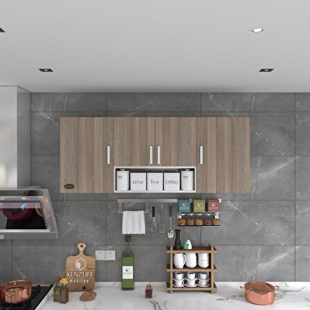 Kenzlife hazır mutfak floro22 crd 060*150*22 mutfak banyo dolabı kapaklı raflı
