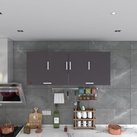 Kenzlife hazır mutfak general gri 060*150*22 mutfak banyo dolabı kapaklı raflı