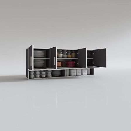 Kenzlife hazır mutfak general gri 060*150*22 mutfak banyo dolabı kapaklı raflı
