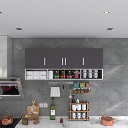 Kenzlife hazır mutfak konsta gri 060*150*22 mutfak banyo dolabı kapaklı raflı