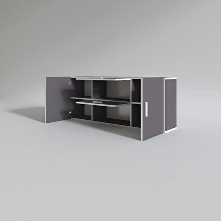 Kenzlife hazır mutfak lucida gri 060*150*22 mutfak banyo dolabı kapaklı raflı