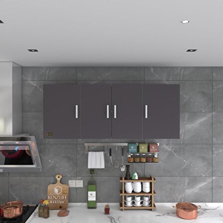 Kenzlife hazır mutfak marina gri 060*150*22 mutfak banyo dolabı kapaklı raflı