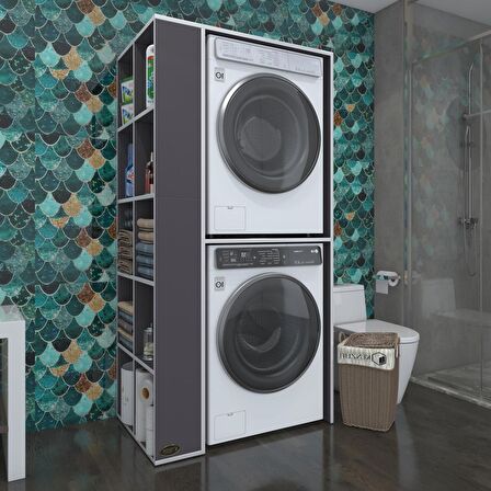 Kenzlife çamaşır-kurutma makinesi dolabı bolodenka sol gri 180*090*60 banyo kapaksız arkalıksız