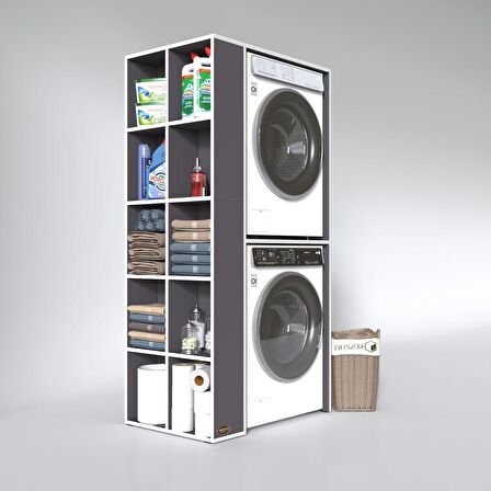 Kenzlife çamaşır-kurutma makinesi dolabı bolodenka sol gri 180*090*60 banyo kapaksız arkalıksız