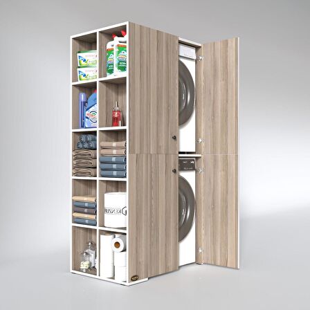 Kenzlife çamaşır-kurutma makinesi dolabı kapaklı fedyenka sol crd 180*090*60 banyo arkalıksız