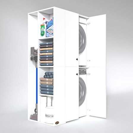 Kenzlife çamaşır-kurutma makinesi dolabı kapaklı foka sol byz 180*090*60 banyo arkalıksız