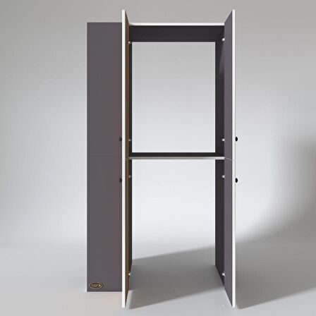 Kenzlife çamaşır-kurutma makinesi dolabı kapaklı foka sol gri 180*090*60 banyo arkalıksız