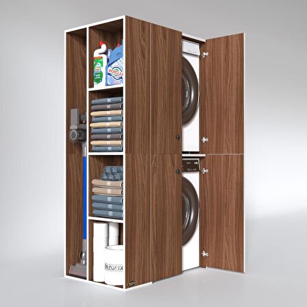 Kenzlife çamaşır-kurutma makinesi dolabı kapaklı foka sol cvz 180*090*60 banyo arkalıksız