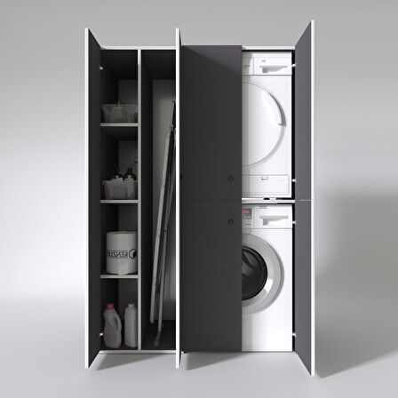 Kenzlife çamaşır-kurutma makinesi dolabı kapaklı yaromira sol gri 180*120*60 banyo arkalıksız
