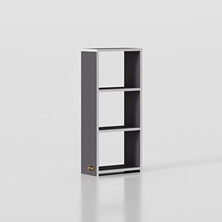 Kenzlife kitaplık süper ga 090*40*19 gri 3 katlı tek bölme ofis mutfak banyo dolabı arkalıksız