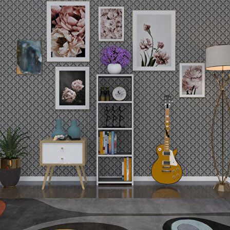 Kenzlife kitaplık süper ga 120*40*19 gri 4 katlı tek bölme ofis mutfak banyo dolabı arkalıksız