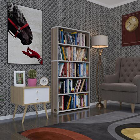 Kenzlife kitaplık süper ga 150*80*19 crd 5 katlı tek bölme çift bölme opsiyonlu ofis mutfak banyo dolabı arkalıksız