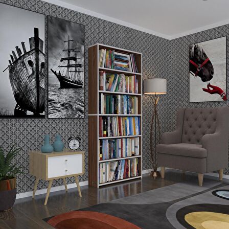 Kenzlife kitaplık süper ga 180*80*19 cvz 6 katlı tek bölme çift bölme opsiyonlu ofis mutfak banyo dolabı arkalıksız