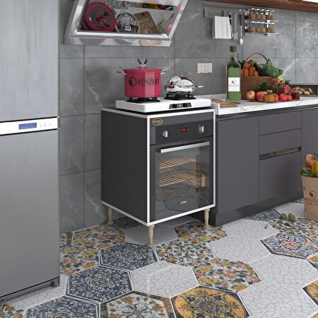 Kenzlife ankastre modülü kabini pança tantra gri 89-81*60*56 fırın ocak dolabı ayarlı ayaklı üstü kapalı 