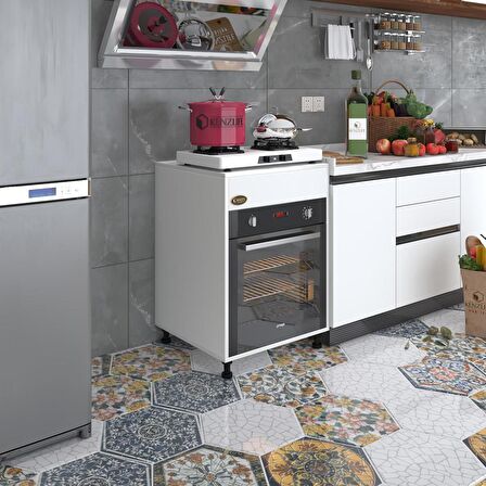 Kenzlife ankastre modülü kabini kalimera byz 85*60*56 fırın ocak dolabı ayarlı ayaklı üstü kapalı 