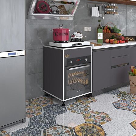 Kenzlife ankastre modülü kabini kalimera gri 85*60*56 fırın ocak dolabı ayarlı ayaklı üstü kapalı 
