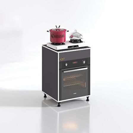 Kenzlife ankastre modülü kabini kalimera gri 85*60*56 fırın ocak dolabı ayarlı ayaklı üstü kapalı 