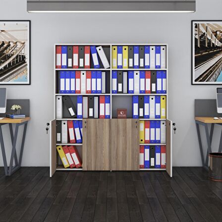 Kenzlife klasör dolabı kilitli ılgar crd 175*160*30 klasörlük kitaplık ofis arkalıksız