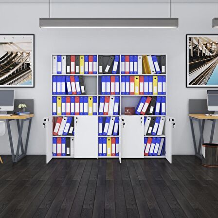 Kenzlife klasör dolabı kilitli gökbörü byz 175*200*30 klasörlük kitaplık ofis arkalıksız