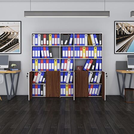 Kenzlife klasör dolabı kilitli gökbörü cvz 175*200*30 klasörlük kitaplık ofis arkalıksız